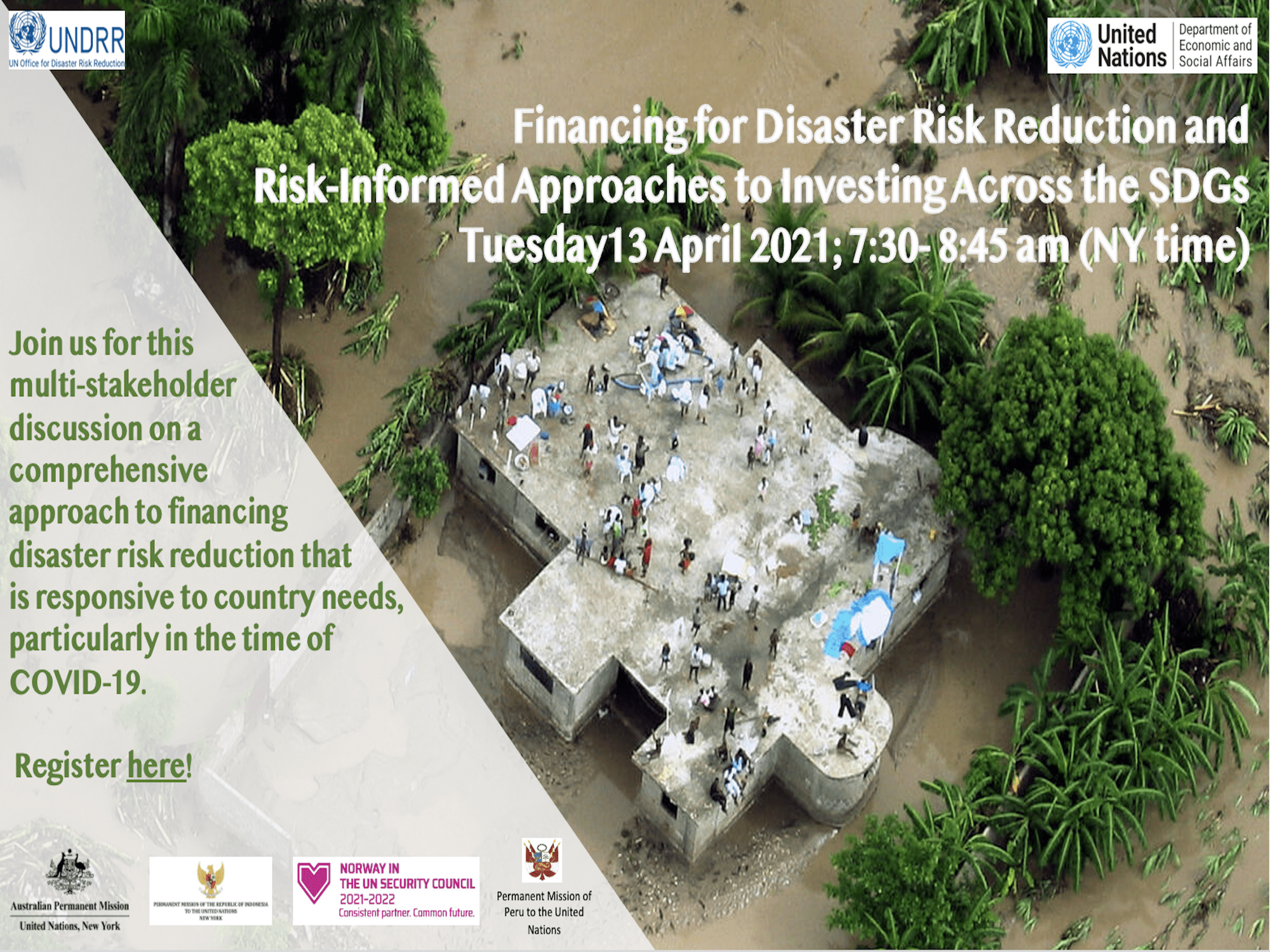 Financing for Disaster Risk Reduction and Risk-Informed Approaches to Investing across the SDGs, 13 April 2021