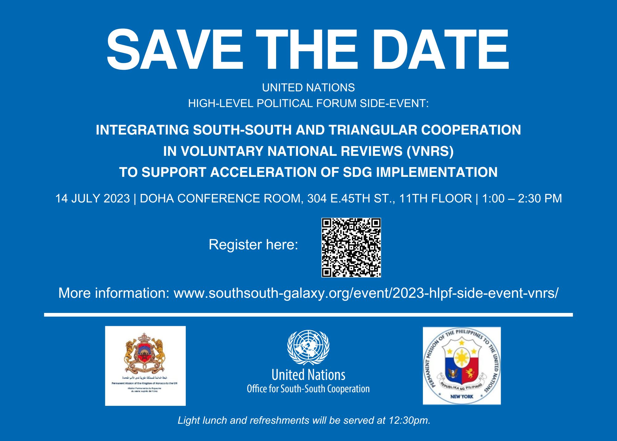 HLPF Side Event: Integrating South-South and Triangular Cooperation in Voluntary National Reviews (VNRs) to Support Acceleration of the SDGs Implementation, 14 July 2023